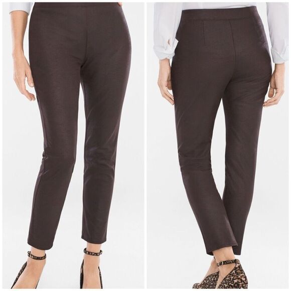 Chico's Brown Knit Faux Suede Leggings size 10 - Picture 9 of 9